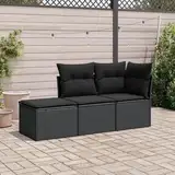 Faroom Balkon Sofa mit Stauraum Gartensofa 3 Sitzer Rattan Sofa Lounge Sofa Outdoor Rattansofa Sitzecke Balkon Lounge Klein Couch Gartenlounge Polyrattan Balkonmöbel Schwarz 3-tlg-Type-548