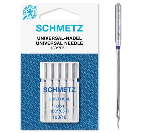 SCHMETZ | 5 Nähmaschinennadeln | Universal | 130/705 H | Nadeldicke 100/16 | auf jeder gängigen Haushaltsnähmaschine einsetzbar