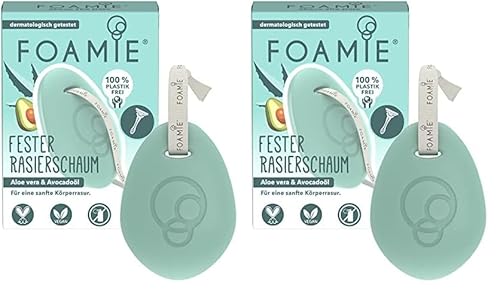 Foamie Fester Rasierschaum Männer und Damen, Shaving Foam Aloe Vera & Avocadoöl für Sanfte Körperrasur, Pflegende Rasiercreme zum Schutz der Haut bei Nassrasuren (Packung mit 2)