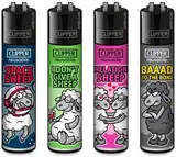 Clipper® 4er Set Sheep Collection Lighter Flints Feuerzeug + 1 Sticker High Zombie