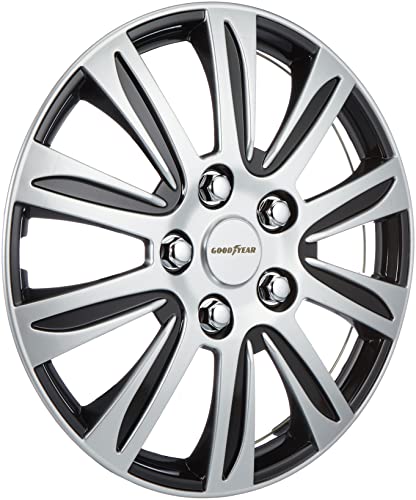 Goodyear Radkappen Laredo, 14 Zoll, aus Spezial-ABS-Qualitätskunststoff, schlagfest, zweischichtige Metallic-Lackierung, überlackierbar, schwarz-silber, 4 Stück