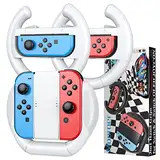 Mooroer Grip Lenkrad Kompatibel mit Nintendo Switch/Switch OLED Joy-Con Racing Lenkrad Switch/OLED Controller Griff Case Kit für Mario Kart 8 Deluxe,Weiß