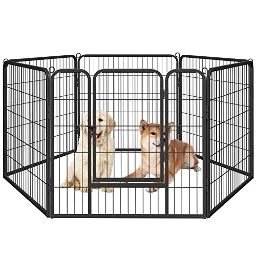 Yaheetech Welpenlaufstall Metall Freilaufgehege Welpenauslauf mit Tür aus 6 Panlen Für Hund, Katze, Welpe, Kaninchen, Meerschweinchen
