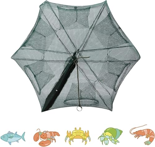 Hominas Angeln Reuse, 6 Löche Cast Mesh Trap Reusen Faltbare Köderfalle Fischernetz Angeln Trap Net Nylon Krebsfall Fischernetz Fischen zum Fangen Kleiner Köderfische Aale Krabbenhummer