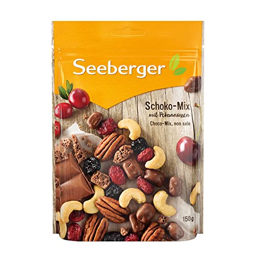 Seeberger Schoko-Mix, Einzigartige Schokoladen-Mischung mit Pekannüssen, Cashews, Cranberries und Kirschen - knackig & lecker (1 x 150 g)