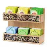 QILICZ Teebox Teebeutel Organizer,Teekiste Exquisite durchbrochenes mit 6 Fächern Teehalter,Vertikaler und Wandmontage Teeaufbewahrung - Teebeutelbox für Teebeutel Zucker Kaffeekapsel