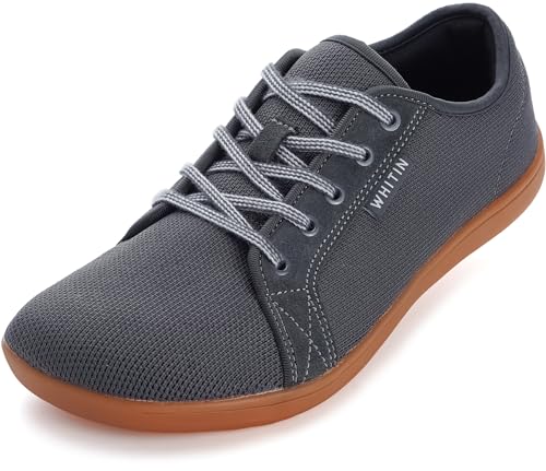 WHITIN Herren Damen Knit Barfußschuhe Barfussschuhe Barfuss Schuhe Barfuß Sneaker Barefoot Shoes Traillaufschuhe Breite Zehenschuhe Fitness Sommer Grau 39 EU