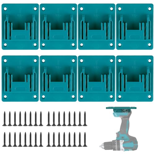 Luckwaii Wandhalterung Werkzeughalter für Makita 18V, 8 Stück Werkzeug Wandhalterung Batteriehalter mit 32 Schrauben, Elektrowerkzeug Bohrwerkzeuge Halterung Maschinenhalter 14.4-18V (Cyan Blau)