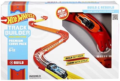 Hot Wheels GLC88 - Track Builder Unlimited Vielseitiges Kurven Set Zubehörteile, Spielzeug Autorennbahn ab 6 Jahren