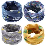 4 Stück Loop Schal Kinder Schlauchschal Jungen Mädchen Baumwolle O Ring Neck Warmer Loop Schals Nackenwärmer Winddicht Halstücher Multifunktionstuch für Winter, Frühling, Herbst (Typ G)