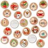 DPKOW 24 Adventskalender Zahlen Pin Buttons Deutsch, 1-24 Adventskalender Zahlen Broschen Weihnachten Pin Buttons Adventskalender DIY Weihnachtshandwerk, Adventskalender Zahlen Pin Abzeichen