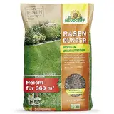 Neudorff RasenDünger Moos- & UnkrautStopp – Rasendünger mit Eisen und Kalium sorgt für einen dichten, grünen Rasen ohne Moos und Unkraut, 18 kg für 360 m², Braun