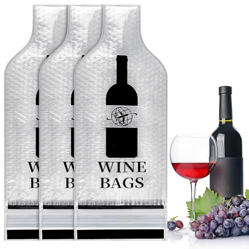 Weinflaschen-Reise-Schutztaschen, 3 Stück, aufblasbare Weinbeutel für Reisen mit wiederverwendbarer Pumpe, aufblasbarer Luftsäule, Weinflaschenschutz für Flaschenverpackungen im Flugzeugtransport mit