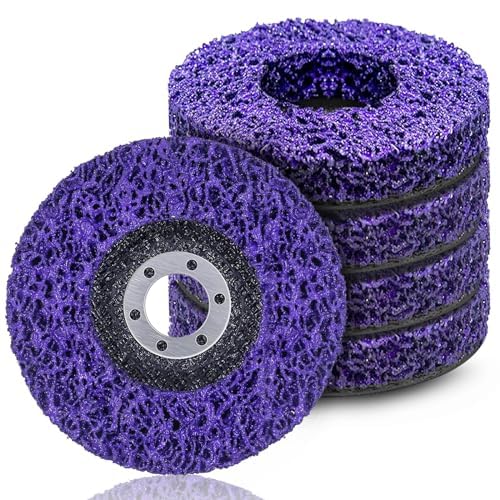 125mm CSD Scheibe Schleif Scheibe, 5 Stück Lila Reinigungsscheibe Set, CSD Scheibe Bohrmaschine, Schleif Scheibe Nylongewebescheibe Clean Strip Disc für Bohren Rollenschleifscheibe