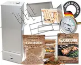 Angel Berger XXL Premium Räuchertonne I Tragbarer Smoker 65-100cm I für bis zu 10kg Räuchergut I mit Zubehör I Räuchern auf 2 Etagen I Nicht ROSTEND Aluminiert Räucherofen Räucherschrank