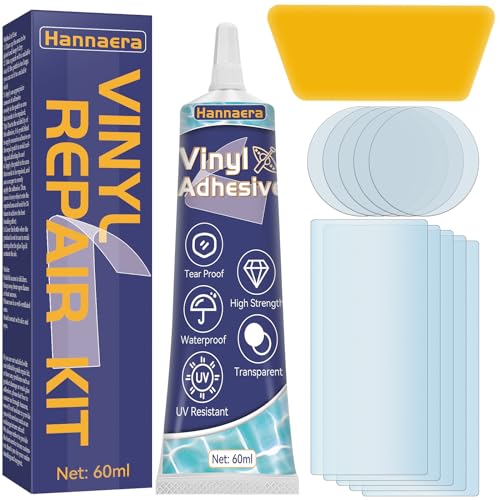 Pool Reparaturset, Transparent Luftmatratze Reparaturset, Pool Flickzeug für PVC&PU Aufblasbare, Whirlpools, Oberirdische Schwimmbäder und Luftmatratzen, Langlebig (60ML)