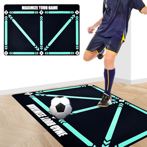 COLEESON Fussball Matte - 60 x 90cm Fussballmatte Training Ballkontrolle, Fussball Trainingszubehör, Trainingsmatte rutschfest, Fussball Geschenke für Kinder und Fußballliebhaber (A)