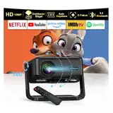 Beamer 【360° Drehbarem Ständer & Auto Keystone & E-Fokus】 FHD 1080P 23000LM mini Beamer mit WiFi6 und Bluetooth 5.2,70% Zoom ONOAYO abnehmbar Outdoor Heimkino Beamer Kompatibel mit Handy,PC,TV-Sticks