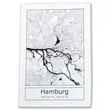 Moin Socks Hamburg: Geschirrtuch/Abtrockentuch/Küchenhandtuch mit Stadtplan BZW. Karte von Hamburg