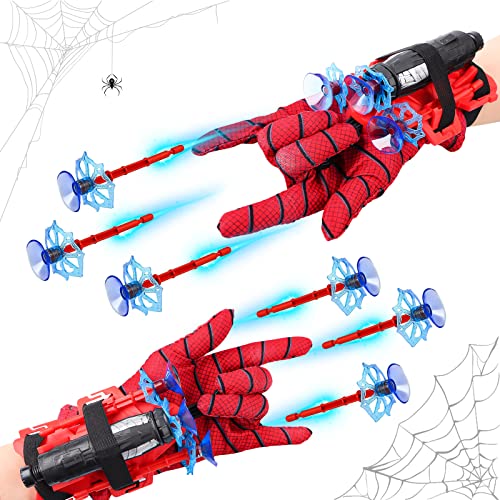 Lnjya Super Spider Launcher, 2 Set Spiderman Launcher Handschuhen, Spiderman Spielzeughandschuh, lustiges pädagogisches Spielzeug, Spider Man Spielzeug Cosplay, Kostüm Requisiten für Kinder