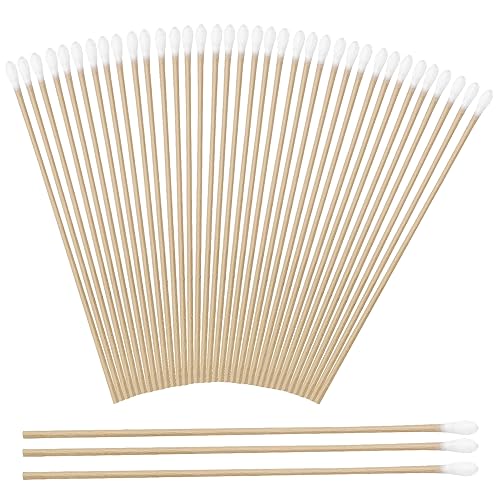 Wattestäbchen 200 Stück Langer Holzgriff Watteträger 15cm Reinigungsstäbchen für Kamera Tastatur Make-up Polieren Reinigung