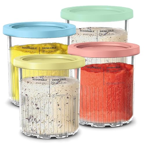 Ersatz für Ninja CREAMI Deluxe Behälter NC501EU NC500EU - 4er Pack, 680ml Spülmaschinenfest, BPA-frei, Auslaufsicher Ninja Eismaschine Deluxe Creamy Becher NC501 NC500