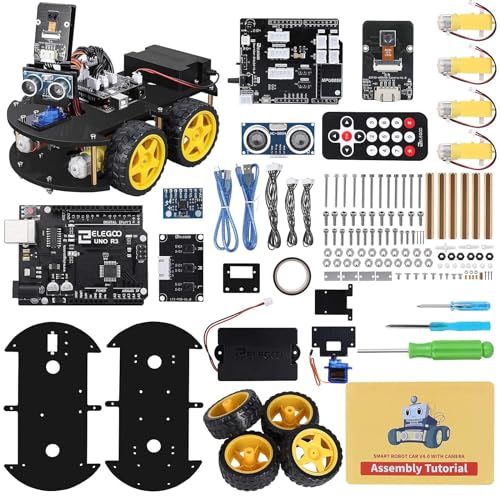 ELEGOO Smart Robot Car Kit V4.0 Kompatibel mit Arduino IDE Elektronik Baukasten mit Kamera, UNO R3, Line Tracking Modul, Ultraschallsensor, Auto Roboter Spielzeug für Kinder