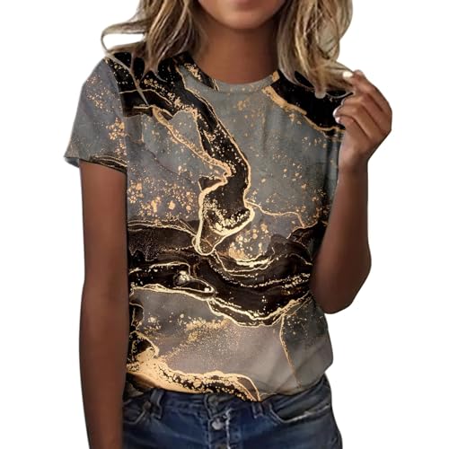 CGGMVCG Grafik-T-Shirt für Damen, Alltag, Druck, Rundhalsausschnitt, kurzärmelig, übergroße T-Shirts, XXX-Large