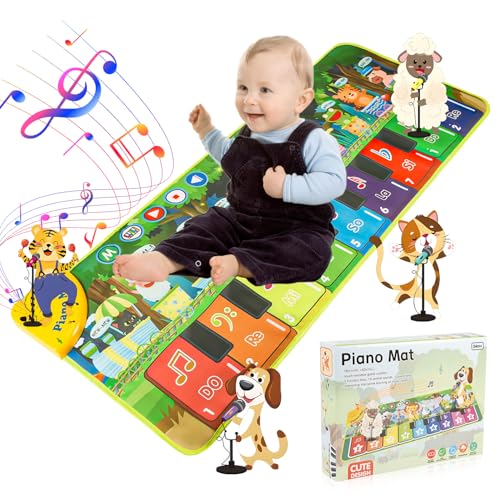 Carehabi Musikmatte Kinder ab 1 Jahr Motorikspielzeug ab 1 Jahr Baby Spielzeug Musikinstrumente mit 19 Liedern und 10 Tieren Geschenk 1 Jahr Mädchen Jungen Klaviermatte