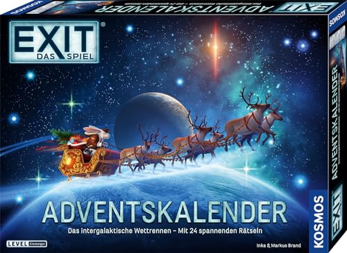 KOSMOS 684488 EXIT® - Das Spiel - Adventskalender 2024: Das intergalaktische Wettrennen, mit 24 spannenden Rätseln ab 10 Jahre, Escape Room Spiel vor Weihnachten