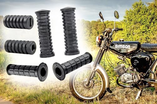 Gummiteile 6-teilig Lenkergriff, Kickstarter, Gasdrehgriff, Fußraste, Moderne Form, Fußschaltung für Simson S50 S51 Enduro S53 S70 S83 Gummi