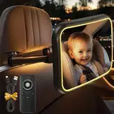 Spiegel Auto Baby Rückbank - 360° Baby Autospiegel Sicherheit Autositz Spiegel Babyspiegel Rückansicht Monitor Autospiegel Baby Rücksitz mit Haken Clip & Beleuchtung für allerlei Kopfstützen