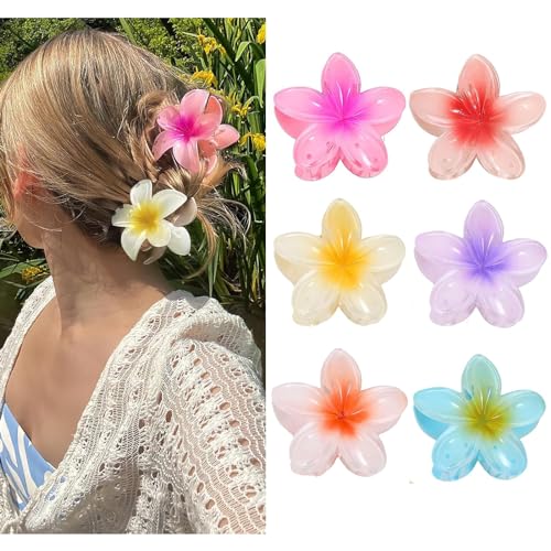 6 Stück Blumen Haarspangen, Flower Hair Claw Clips, Große Blumenförmige Krallenklammern, Rutschfest Blumen Haarklammern Große Klauen Haarspangen für Frauen dick/dünn Haar