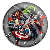 ERT GROUP Original und offiziell Lizenziertes Marvel Wanduhr Glänzend Avengers 003 Marvel Schwarz Leise, Einzigartiges Design, Lackierte Metallzeiger, 30,5 cm (12")