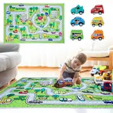 zhongko Auto Spielteppich Kinder 80x150cm Spielteppich Straße Rutschfester Autospielteppich Langlebige Straßenmatte für Spielzeugautos