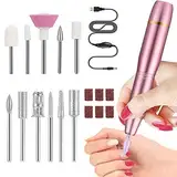 FOLAI Elektrischer Nagelbohrer, USB-Typ, Sandbänder zum Peeling Polieren, Nagelentfernung, Acryl-Nagelwerkzeuge, professionelle Maniküre, Pediküre, Polierformen für den Heimsalon (Rosa)