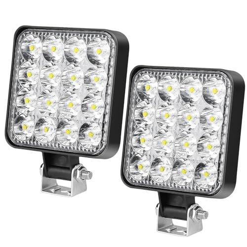 HOSPAOP LED Arbeitsscheinwerfer 12V LED Strahler 48W LED Offroad Zusatzscheinwerfer IP67 Auto Scheinwerfer Rückfahrscheinwerfer Beleuchtung für Trecker Bagger SUV UTV ATV, 2 Pack