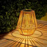 ZWOOS Solarlaterne für Außen Garten, Helle Solar Rattan Latern im Boho-Stil, Hängend/ Stehend, Solarlampen für Balkon, Terrasse, Garten Deko (A)
