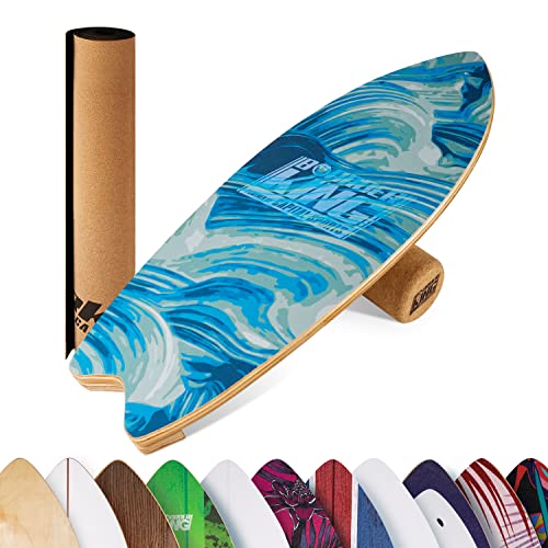 BoarderKING Indoorboard Wave - Balance Board für Indoor-Surfen und Skaten, Gleichgewichtsboard für NeuroMuscular Response Training, inkl. Schutzmatte, Wellen