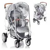 Zamboo Universal Regenschutz Buggy mit vollständiger Frontöffnung - Regenverdeck Kinderwagen & Sportwagen mit Fenster und Doppel Reißverschluss zum Öffnen - transparent, schadstofffrei