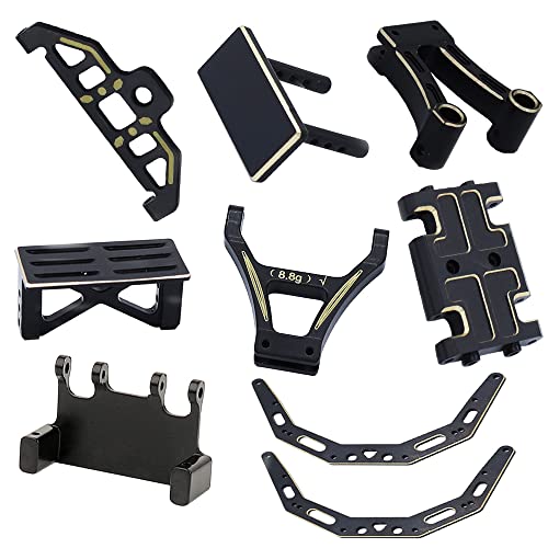 RC Car Coating Brass Anti Sliding Plate Beam Side Frame Chassis Track Front Rear Body Mounting Shaft Upgrade Part for AXIAL 1/24 AX24 XC-1 RC Car (Black)