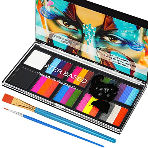 LOPHE Kinderschminke, 10 Farben Gesichtsfarbe Kinderschminke Set Mädchen, Waschbar Face Paint Bodypaint Schminke Kinder, Make Up Theaterschminke für Halloween Fasching Karneval