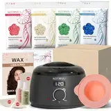 KOTAMU Waxing Set, Professionelles Digitales Wachswärmer, Silikonschale, 400g Wax, Wachs Haarentfernung Maschine für Augenbrauen, Wachswärmer für Den Heimsalon für Frauen und Männer