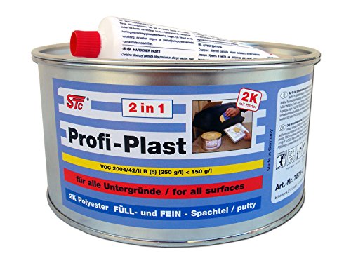1x 2 kg STC Profi Plast 2in1 2K Karosserie Polyester Spachtelmasse Füllspachtel Feinspachtel (1 x 2 kg Dose inkl. Härter)