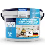 Plid® Anti Schimmel Renovierfarbe Innen Weiß 2,5L [FÜR ALLE WÄNDE] - Antischimmelfarbe für feuchte Räume, Bad & Küche - Wandfarbe weiß - Langzeitschutz gegen Schimmelbefall - Made in Germany
