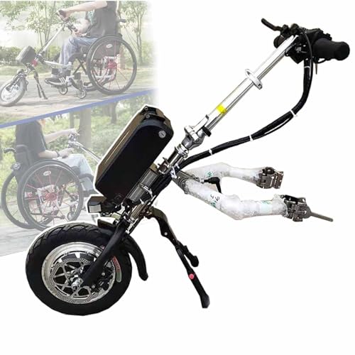 MIRRSSET 500W Rollstuhl-Retraktor, Elektromut-Rollstuhl-Umwandlungs-Kit, Kreuzfahrtbereich: 55 Km, 3-Gang-Einstellung, Led-Doppel-Bach-Scheinwerfer,15A B