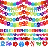 BUENTYA 8 Stück Bunt Girlande Papier Deko Geburtstagsgirlande Papiergirlande Frühling Regenbogengirlande Partygirlanden Karneval Girlanden Papierblumen Luftschlangen Regenbogen für Fasching Party