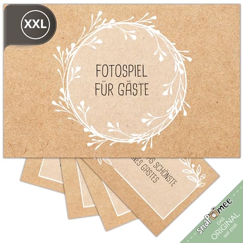 Fotospiel Hochzeit XXL - Das Original von snaPmee - 100+9 Fotoaufgaben - Hochzeitsspiel für Gäste & Brautpaar - Kraftpapier