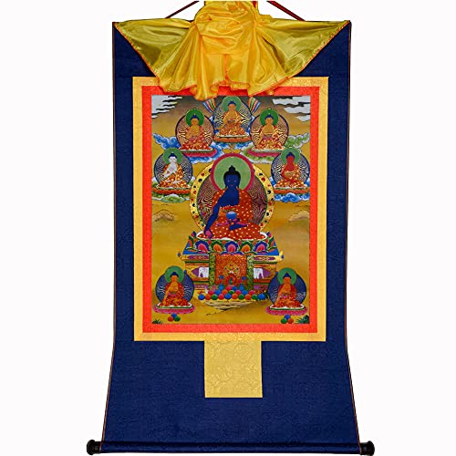 Gandhanra Thangka Tibet,Tibetischer Wandbehang Buddha Gemälde,Bhaisajyaguru,Medizin Buddha,Buddhistischer Wandteppich für Zen Wohnkultur Meditation,Dekoration Wandbild