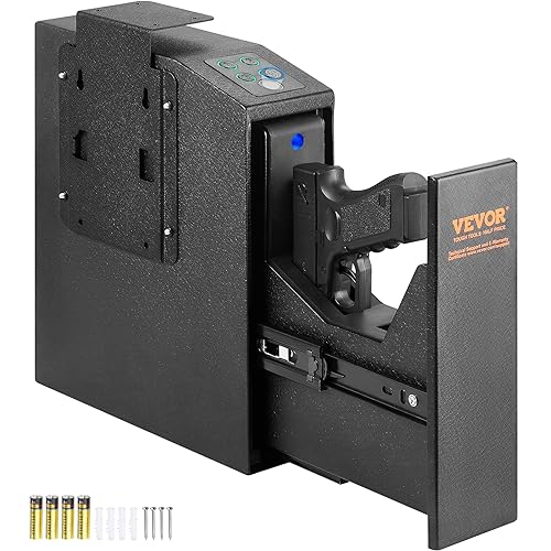 VEVOR Waffentresor Pistolentresor Wandmontiert, 1 Pistole Pistolentresor Fingerabdruck, Schlüssel oder Passwort Waffensafe Kaltgewalzter Stahl, 320 x 255 x 95 mm Waffenschrank Wandtresor